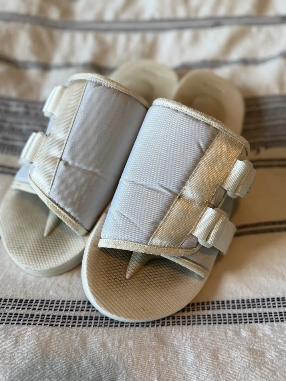 Suicoke Cream/White Slide Sandals Straps